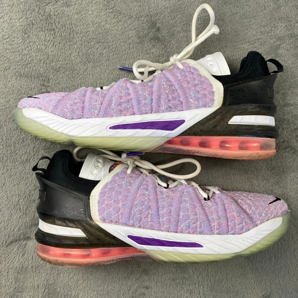Nike‎ Lebron 18 GS Graffiti Basketball Sneakers 7Y Multicolor CW2760 Knitposite